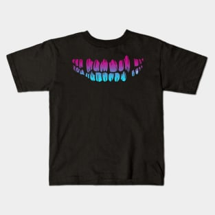 Cool Monster Mouth Teeth Vaporwave Kids T-Shirt